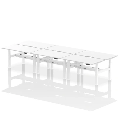 Image of Air B2B 1400x800 Adjustable 6P Bench Desk Scalloped White/White