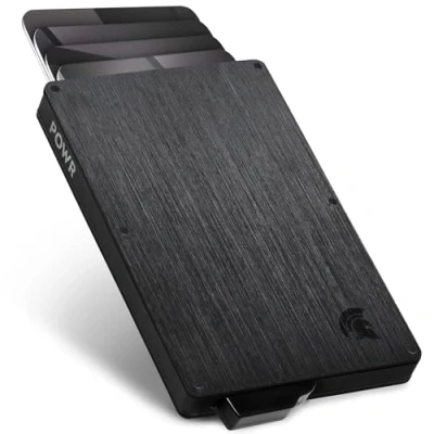 Image of POWR Card Holder Wallet. RFID for Men. Minimalist Wallet Credit Holders Metal Slim