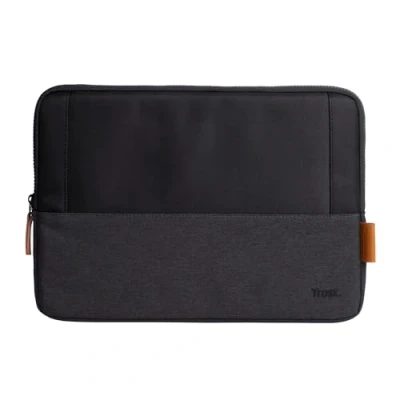 Image of Trust Lisboa Laptop Sleeve 13.3 inch, Made from Recycled Plastic, Durable Slim Padded Case Cover for Men, Women, College, MacBook, HP, Dell, Asus, Lenovo, Travel, Work, Business Black