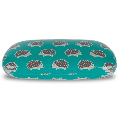 Image of LAGO TERRA Hedgehog Print Hard Shell Glasses Case Green
