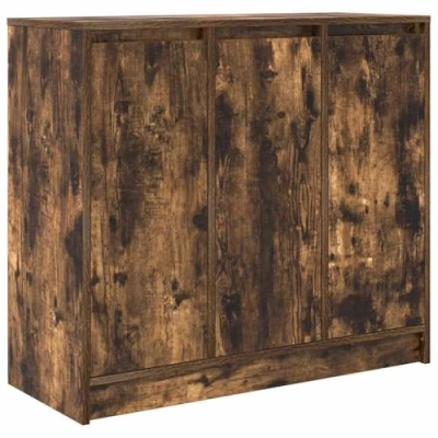 Image of vidaXL Sideboard Storage Cabinet Smoked Oak Kitchen Buffet Engineered Wood 85x34x76 cm Versatile Use in Living Room/Office/Dining Room/Bedroom/Bathroom Modern Design Ample