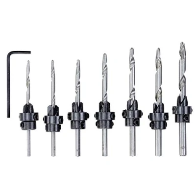 Image of kwb 8 Piece Wood Drill and Countersink Set with Adjustable Depth Stops