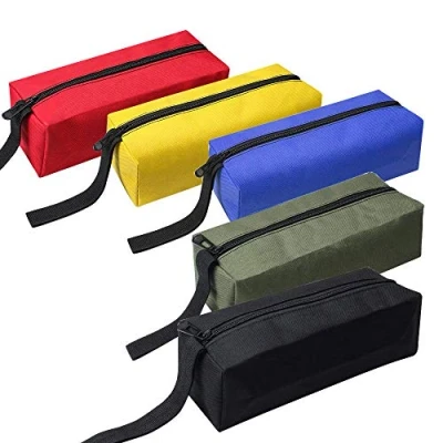 Image of HunterBee 5 Pack Zipper Utility Waterproof Canvas Pouches/Small Screws Nails Tool Organizer/Mini Nuts Empty Heavy Duty Multipurpose Bags/Bolts and Bags