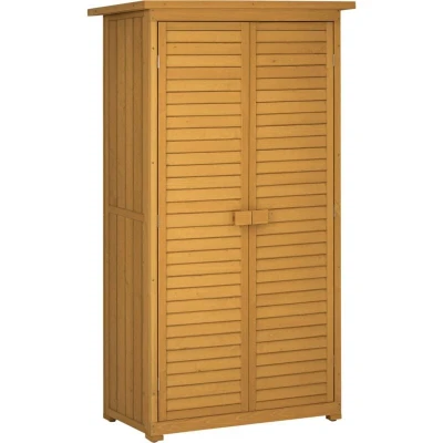 Image of Outsunny Wooden Garden Storage Shed 3 Shelves Tool Cabinet w/Asphalt Roof, 87cm X 47cm