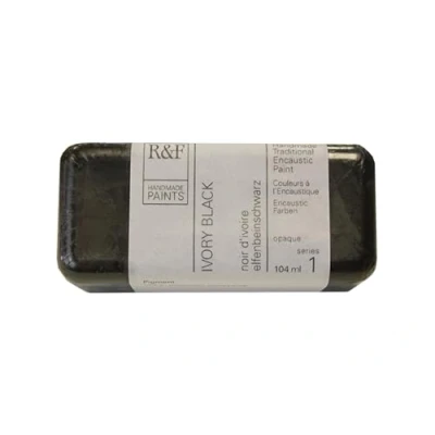 Image of R &amp; F 104ml (small cake) Encaustic (Wax Paint) Ivory Black (1111)