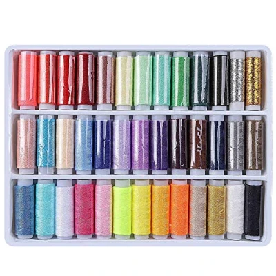 Image of Thread for Sewing, Sewing Spools Colored Polyester Supplies Kit Ideal Quilting Stitching Hand Machine 39 Packs
