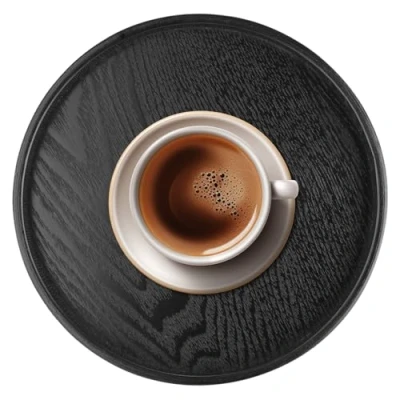 Image of Black Round Serving Tray Wooden Snack Food Meals Tea Trays for Coffee Table Party Bar Restaurant Hotel,(27cm/10.63x0.79inch)