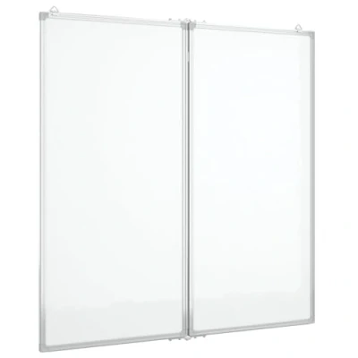Image of vidaXL Magnetic Whiteboard Foldable Aluminium/Plastic Frame 100x100cm Unfolded, Movable Hooks, Smooth Surface, Home/Office/School Use
