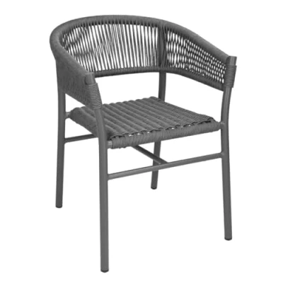 Image of Bolero Florence Rope Twist Wicker Chairs Set (Pack of 2), Grey, Stackable, Aluminium, Indoor &amp; Outdoor Chairs, Size: 750(H) x 610(W) mm, FU533