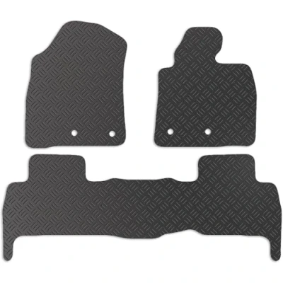 Image of Carsio Rubber Car Mats For Toyota Landcruiser V8 2012 2020 Tailored Fit Floor Mat Set Complete Accessory Black Custom Fitted All Weather &amp; Heavy Duty, Anti Slip Backing with Clips