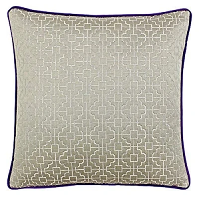 Image of Paoletti Belsize Geometric Jacquard Piped Cushion Cover Taupe Linen One Size