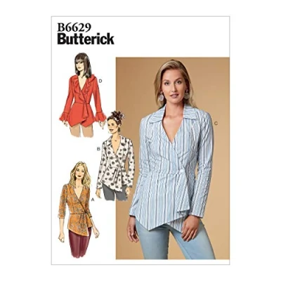 Image of Butterick B6629 Women&#039;s Knit Long Sleeve Shirt Sewing Patterns, Sizes 6 14, Multicolour