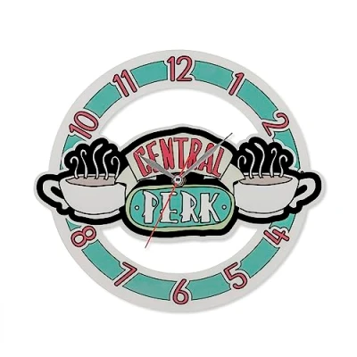 Image of Disney Friends White and Green Central Perk Sign Shaped Wall Clock FRI3001