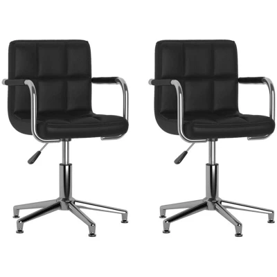 Image of vidaXL Swivel Dining Chairs 2 pcs Black Faux Leather