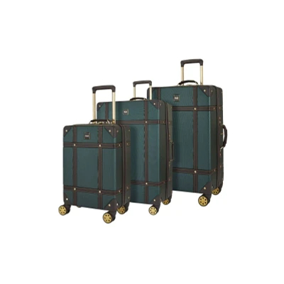 Image of Infinity Leather Unisex Hard Shell Emerald Green Trunk Luggage Suitcase Set One Size
