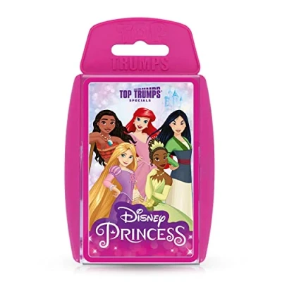 Image of Top Trumps Disney Princess Specials Card English Edition, Play with Cinderella, Jasmine, Belle and Snow White battle your way to visctory, Educational game for ages 6 up, Pink.