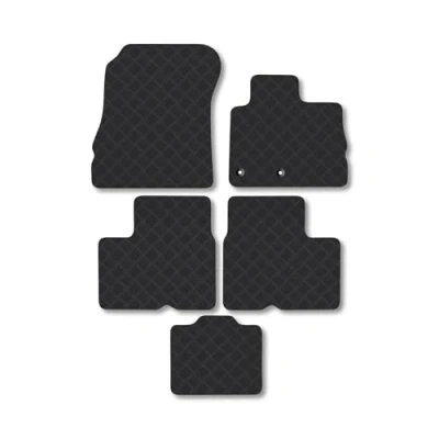 Image of Rubber Car Mats Compatible with Renault Grand Scenic (2016 ) Tailored Fit Floor Set Accessory Black Custom 4 Pieces Clips Anti Slip Backing, Heavy Duty &amp; Waterproof