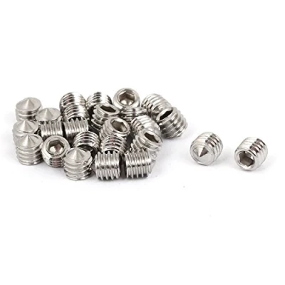 Image of Sourcingmap M6 x 6mm Hex Socket Cone Point Set Grub Screw Silver Tone 25 Pcs