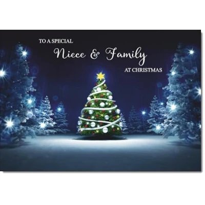 Image of doodlecards Niece &amp; Family Christmas Card Medium Size with Plain Envelope