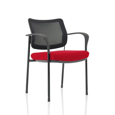 Image of Brunswick Deluxe Mesh Back Black Frame Bespoke Seat Cherry With Arms
