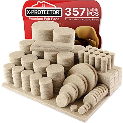 Image of Felt Furniture Pads X Protector 357 pcs Premium Floor HUGE PACK of Chair Felts for Feet Best Hardwood Floors Protect Your Wood Floors!