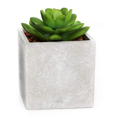 Image of Carousel Home and Gifts Artificial Fake Succulent Cactus Plant With Faux Cement Planter Pot
