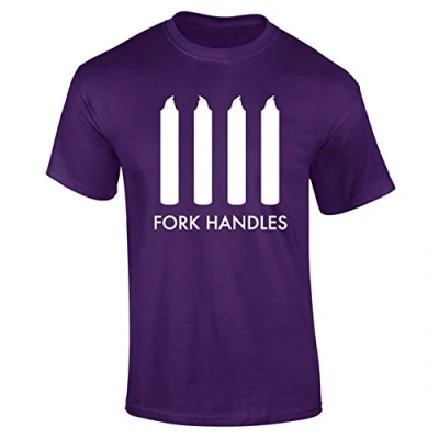 Image of Mens Fork Handles Four Candles Funny Comedy Sketch T Shirt Purple (XL)