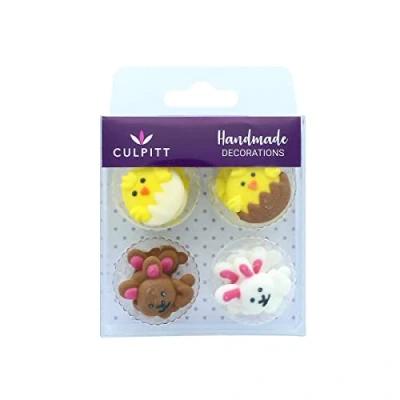 Image of Culpitt Cute Easter Bunny &amp; Chicks Sugar Piping&#039;s, Decorations for and Spring Cupcakes Cakes Pack of 12