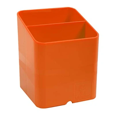 Image of Exacompta Ref 67788D Iderama Collection Pen Cube Pot 74 x 93mm in Size, Space Saving Design, 2 Sections for Desk Organisation Mandarin