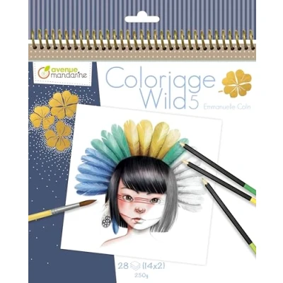 Image of Avenue Mandarine Ref GY120C Coloriage Wild No. 5 Adult Colouring Book Featuring Artwork from Emmanuelle Colin 20cm x 20cm, 28 Sheets, 14 Designs, 250gsm Drawing Paper