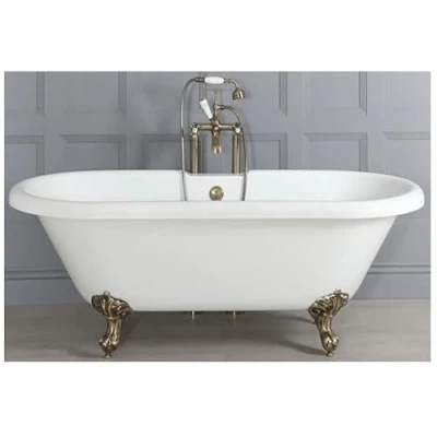 Image of Milano Legend White 1795mm x 785mm Double Ended Freestanding Roll Top Bath Brushed Gold Feet