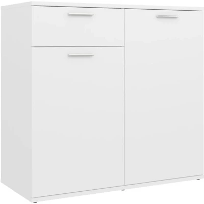 Image of vidaXL White Sideboard with 2 Doors and Drawer Scandinavian Styled Living Room or Bedroom Storage Unit in Engineered Wood