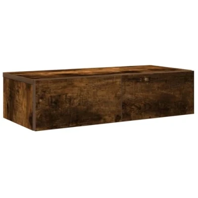 Image of vidaXL Wall Shelf with Drawers Smoked Oak 60x26.5x15 Engineered Wood for Living Room/Bedroom