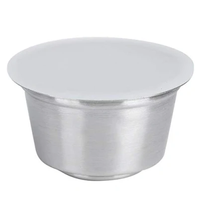 Image of Coffee Capsule Pods Stainless Steel Reusable with Silicone Lid Refillable Cup Fit for Dolce Gusto Maker(White)