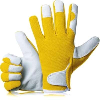 Image of GardenersDream Premium Leather Gardening Gloves for Women &amp; Men Breathable, Thorn Proof Waterproof Work Comfortable Slim Fit Garden Tools (Medium, Sunshine Yellow)