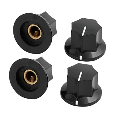 Image of sourcingmap 4Pcs 6mm Knurled Shaft Plastic Nonslip Potentiometer Control Rotary Knob Cap