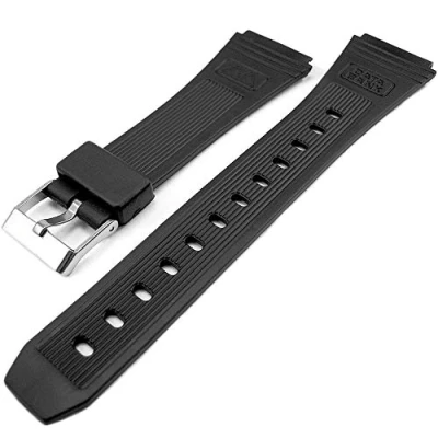 Image of Black Rubber Watch Strap To Fit Casio Data Bank 20mm (24mm Overall Width)