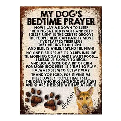 Image of MY DOG&#039;S BEDTIME PRAYER RETRO STYLE METAL TIN SIGN/PLAQUE DOG BREEDS (Alsation Dog)