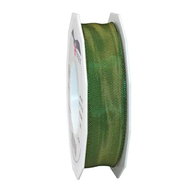 Image of Präsent Lyon Wired Taffeta Ribbon, Moss Green, 25 mm m