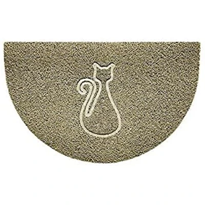 Image of Nicoman Embossed Halfmoon Half Circle Door Mat Dirt Trapper Jet Washable Doormat 70x44cm (Beige, CAT Shape) Use on Carpet ONLY