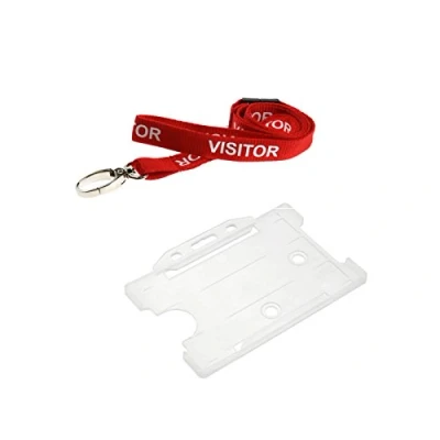 Image of ID Card It Holder and Neck Strap Lanyard Visitor (Metal Clip) (20)