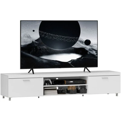 Image of HOMCOM TV Unit, 200cm Cabinet for TVs up to 90&#039;&#039;, Modern Table with Storage and Open Shelves Living Room, Bedroom, White