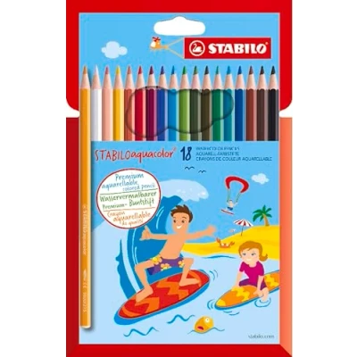 Image of Colouring Pencil STABILOaquacolor Wallet of 18 Assorted Colours