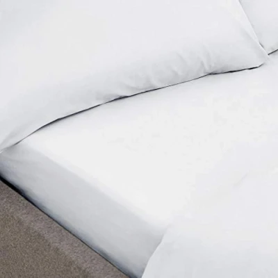 Image of Bianca 200 Thread Count Organic Cotton Super King Fitted Sheet Chalk White