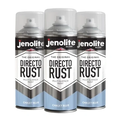 Image of JENOLITE Garden Spray Paint Chalky BLUE 3 x 400ml Multi Surface Ideal Furniture Paint, Ornaments, Picture Frames &amp; More Interior and Exterior Use PANTONE 644U