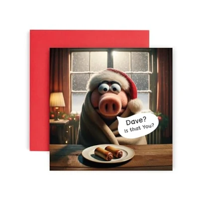 Image of Huxters Funny Christmas Cards for Men and him Happy Pigs in Blanket her Family Holiday Dad Brother Son Uncle Sister card