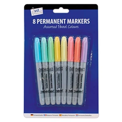 Image of Just stationery 8 Pastel Coloured Permanent Markers, Multicolor