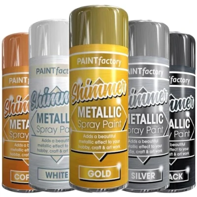 Image of AlezyB 1 x Metallic Shimmering Gold Spray Paint 200ml Multi Purpose Aerosol Use for Metal and Wooden Furniture, Ornaments, Decorative Items Much More Interior &amp; Exterior