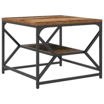 Image of vidaXL Coffee Table Reclaimed Wood &amp; Metal 51x50x40cm Matte Finish Indoor Living Room Furniture