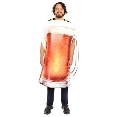 Image of amscan 9918661 Adults Pint of Beer Tabard Fancy Dress Costume (Chest Size: 46&quot;)